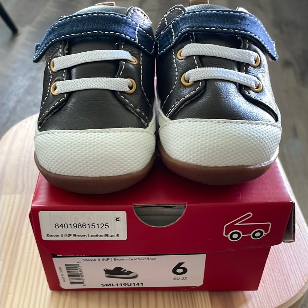 NEW See Kai Run Stevie II Toddler Infant SZ 6 Brown Leather/Blue Shoes